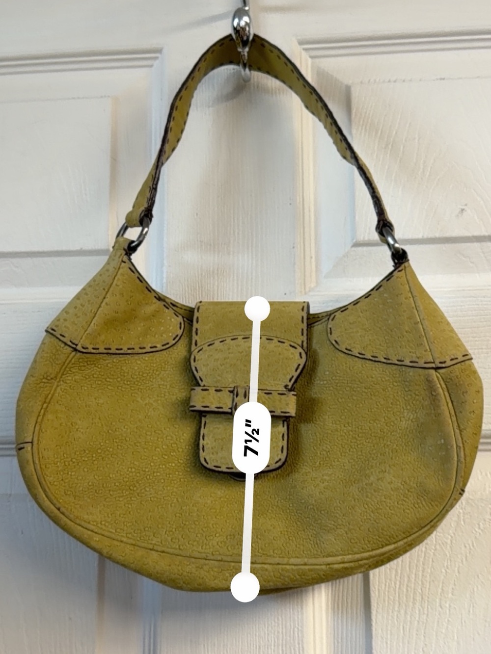 Prada Vintage Olive Green Textured Leather Shoulder Bag Y2K - Picture 6 of 12